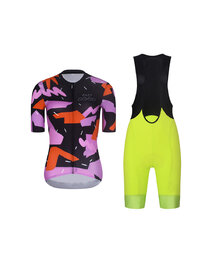 RIVANELLE Krótka koszulka kolarska i spodenki - BIKE´S GOOD - żółty/czarny/kolorowy